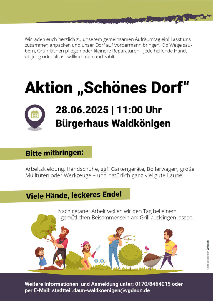 Aktion "Schönes Dorf" am 28.06.2025, Treffpunkt am Bürgerhaus